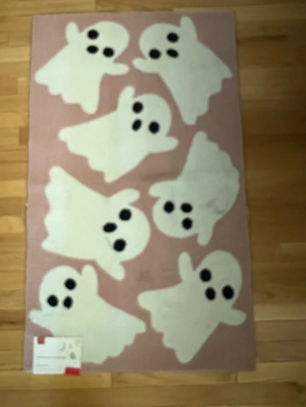 Ghost Accent Pink Door Mat - Plush Ghost Pattern